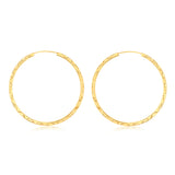 9ct Yellow Gold Patterned 30mm Sleeper Earrings