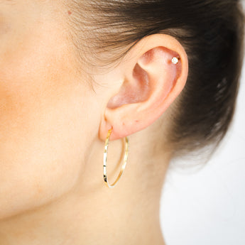 9ct Yellow Gold Patterned 30mm Sleeper Earrings