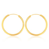 9ct Yellow Gold Plain 20mm Sleeper Earrings