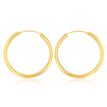 9ct Yellow Gold Plain 20mm Sleeper Earrings