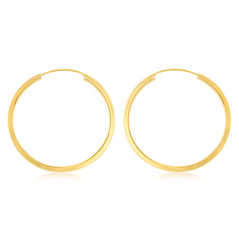 9ct Yellow Gold Plain 25mm Sleeper Earrings