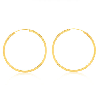 9ct Yellow Gold Plain 30mm Sleeper Earrings