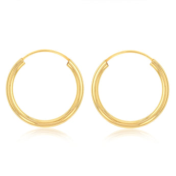 9ct Yellow Gold Fancy 14mm Sleeper Earrings
