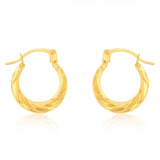 9ct Yellow Gold Twisted Creole Hoop Earrings