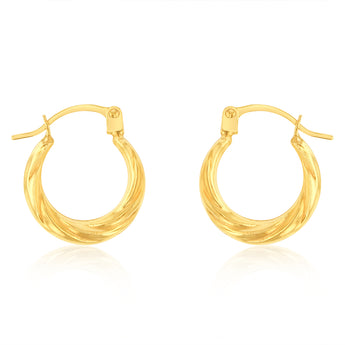 9ct Yellow Gold Twisted Creole Hoop Earrings