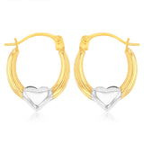 9ct Yellow Gold Heart Creole Hoop Earrings