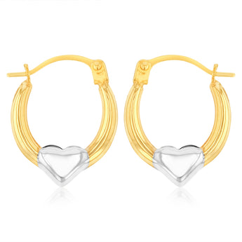 9ct Yellow Gold Heart Creole Hoop Earrings