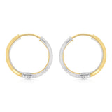 9ct Two Tone Gold Patterned Hoop Earrings