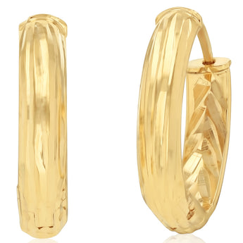9ct Yellow Gold Fancy Patterned Hoop Earrings
