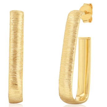 9ct Yellow Gold Textured 3/4th Hoop Earrings