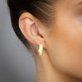 9ct Yellow Gold Textured Matte Finish 3/4th Hoop Earrings