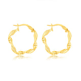9ct Yellow Gold Twisted 15mm Hoop Earrings