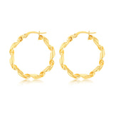 9ct Yellow Gold Twisted 20mm Hoop Earrings