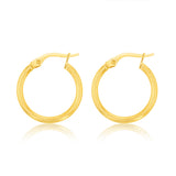 9ct Yellow Gold Polished 15mm Hoop Earrings
