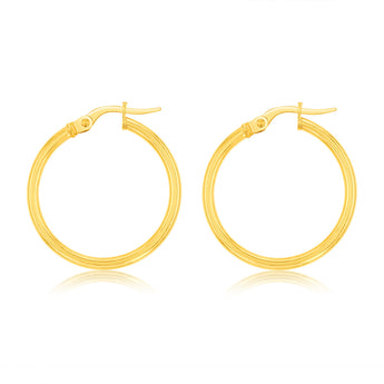 9ct Yellow Gold Polished 20mm Hoop Earrings