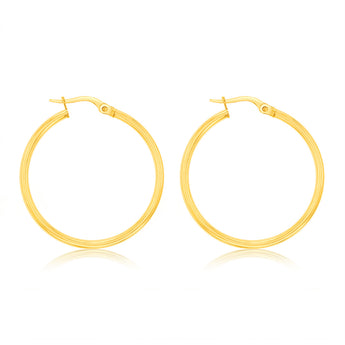 9ct Yellow Gold Polished 25mm Hoop Earrings