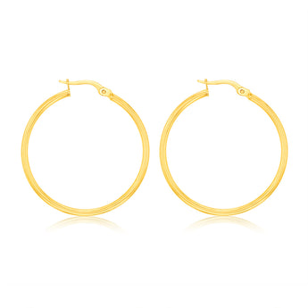9ct Yellow Gold Polished 30mm Hoop Earrings