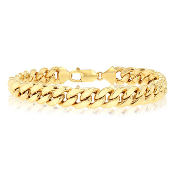 9ct Yellow Gold Superlight Hollow 250 Gauge Miami 21cm Bracelet