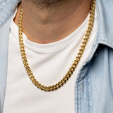 9ct Yellow Gold Superlight Hollow 250 Gauge Miami 55cm Chain