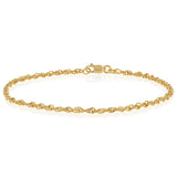 9ct Yellow Gold Hollow 42 Gauge Double Rope  19cm Bracelet