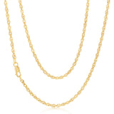 9ct Yellow Gold Hollow 42 Gauge Double Rope 45cm Chain