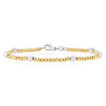 9ct Yellow And White Two-Tone Gold Fancy Beads Bracelet
