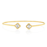 9ct White And Yellow Two-Tone Gold Flower Flex Bangle
