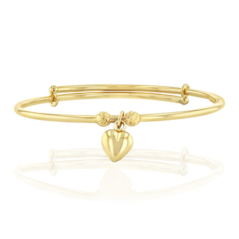 9ct Yellow Gold Heart on Baby Bangle