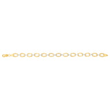 9ct Yellow And White Two Tone Gold Link Chain Hollow 19cm Bracelet