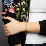 9ct Yellow And White Two Tone Gold Link Chain Hollow 19cm Bracelet