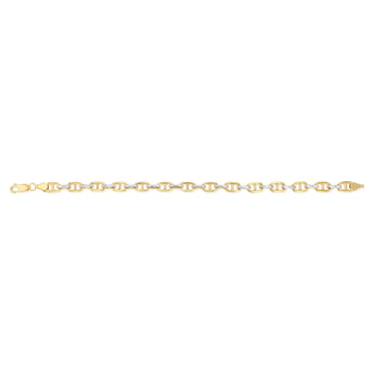 9ct Yellow And White Two-Tone Gold Link Chain Hollow 19cm Bracelet