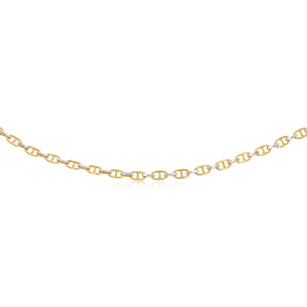 9ct Yellow And White Two-Tone Gold Link Chain Hollow 50cm Chain