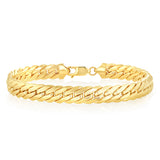 9ct Yellow Textured Herringbone Hollow Chain 21cm Bracelet