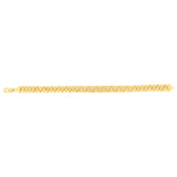 9ct Yellow Textured Herringbone Hollow Chain 21cm Bracelet