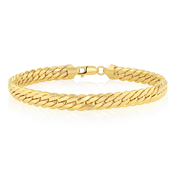 9ct Yellow Gold Textured Herringbone Hollow Chain 21cm Bracelet