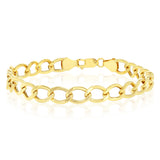 9ct Yellow Gold Diamond Cut Hollow 21cm Curb Bracelet