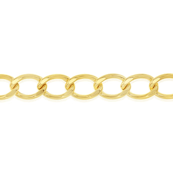 9ct Yellow Gold Diamond Cut Hollow 21cm Curb Bracelet