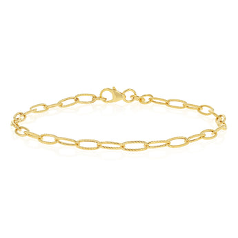 9ct Yellow Gold Sparkle Cable Hollow 19cm Bracelet