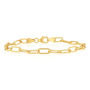 9ct Yellow Gold Paperclip Hollow 19cm Bracelet