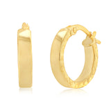 9ct Yellow Gold Diamond Cut 10mm Hoop Earrings