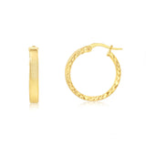9ct Yellow Gold Diamond Cut 15mm Hoop Earrings