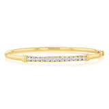 9ct Yellow Gold Hollow Flex Cubic Zirconia 65mm Bangle
