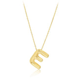 9ct Yellow Gold Initial 'E' Puffed Pendant on 43cm Chain