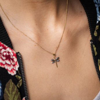 9ct Three Tone Dragonfly Pendant