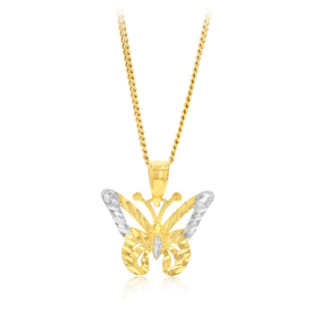 9ct Two Tone Butterfly Pendant