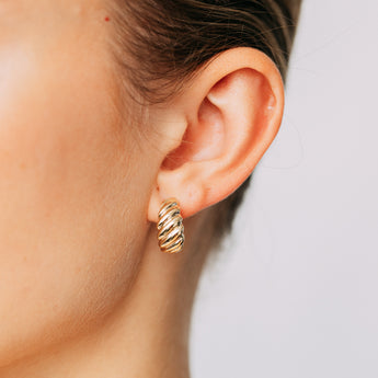 9ct Yellow Gold Large Croissant 3/4 Hoop Earrings
