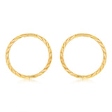 9ct Yellow Gold Patterned 12mm Sleeper Earrings