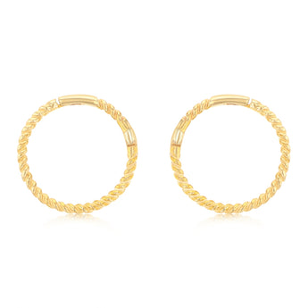 9ct Yellow Gold Patterned 10mm Sleeper Earrings