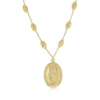 Oval Miraculous Medal 45cm Necklace in 9ct Yellow Gold