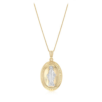 Miraculous Medal Pendant in 9ct Yellow and White Gold